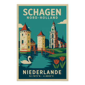 Schagen, Nord-Holland Niederlande Reiseplakat Poster