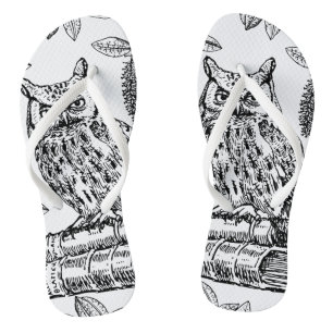 Schale auf Büchern (Schwarz und Weiß) Flip Flops