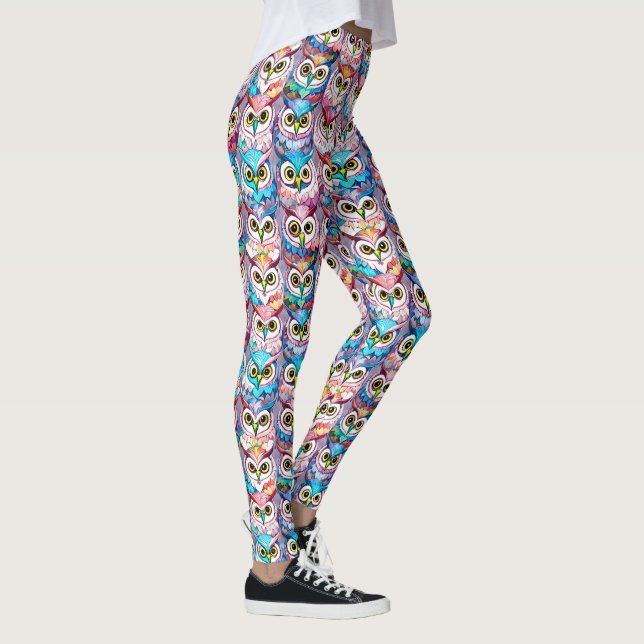 Schale hat bunte Muster nächtlicher Vögel Leggings (Rechts)