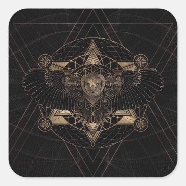 Schale in Sacred Geometrie Zusammensetzung Quadratischer Aufkleber (Vorderseite)