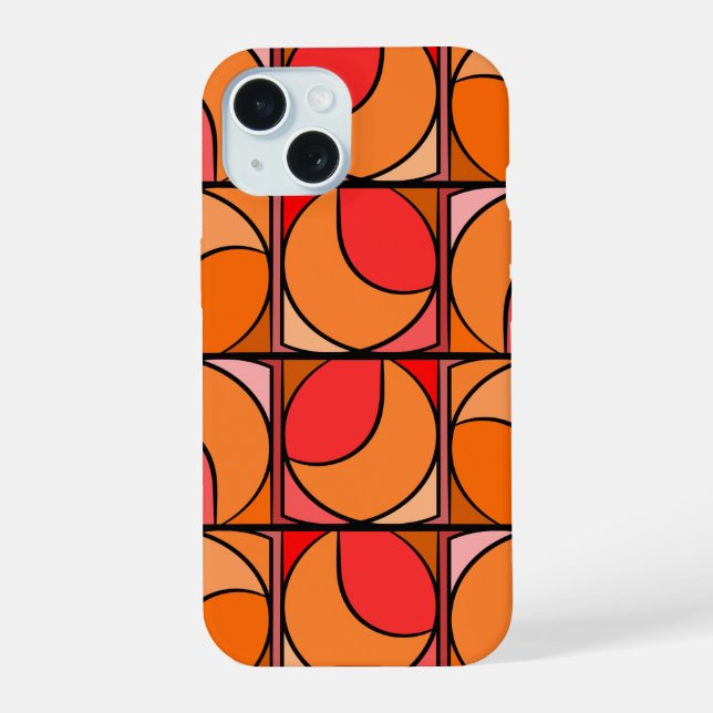 Schale Iphone 15 design 70' Orange Hülle (Rückseite)