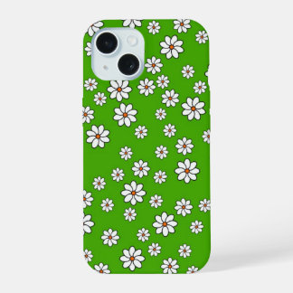 Schale Iphone weiße Blüten auf grünem Teppich iPhone 15 Hülle