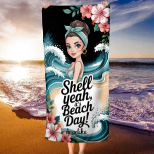 Schale Ja, es ist Strandtag Blau Ozeanwelle Strandtuch