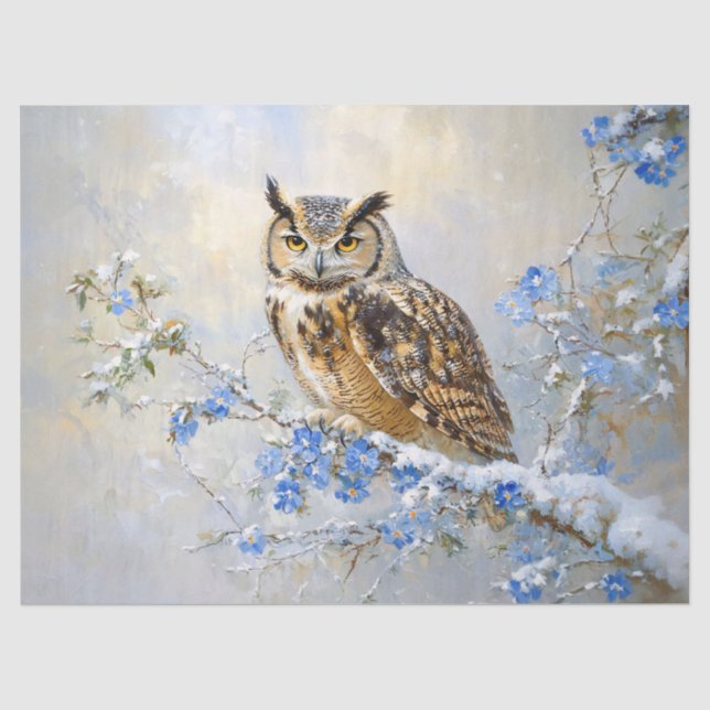 Schale mit blauen Blumen Farbe Decoupage Seidenpapier (Vorderseite)