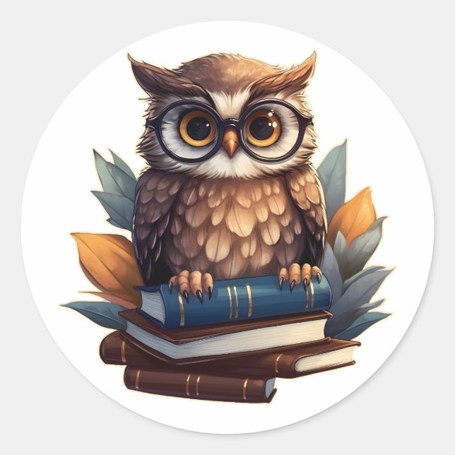 Schale mit Büchern Runder Aufkleber (Vorderseite)