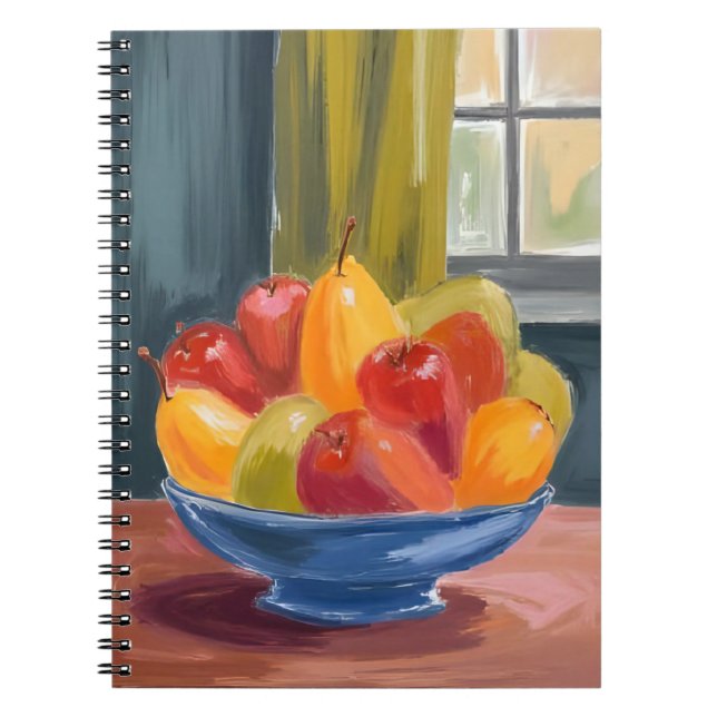 Schale mit Früchten Aquarellmalerei Notizblock (Vorderseite)