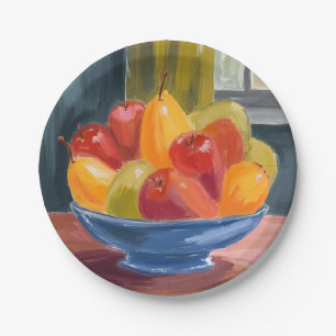 Schale mit Früchten Aquarellmalerei Pappteller