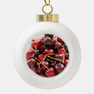 Schale mit Kirschen Keramik Kugel-Ornament