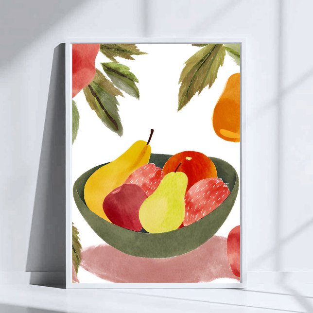 Schale mit Obst | Wasserfarben Zitrusfrüchte Poster (Von Creator hochgeladen)