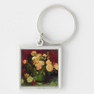 Schale mit Pfingstrosen und Rose, Vincent van Gogh Schlüsselanhänger