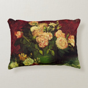 Schale mit Pfingstrosen und Rosen von Vincent van Dekokissen