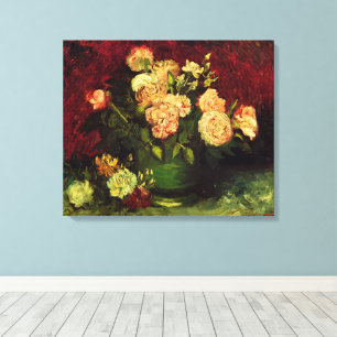 Schale mit Pfingstrosen und Rosen von Vincent van  Leinwanddruck