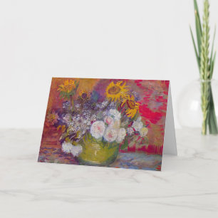 Schale mit Sonnenblumen und Rosen von Vincent van  Karte