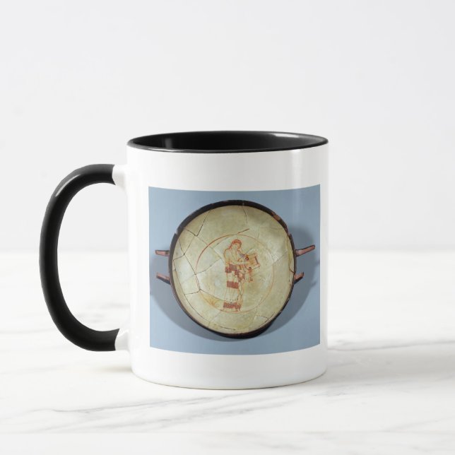 Schale ohne Fuß, stehendes Muse, das den Lyre Tasse (Links)