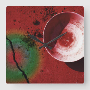 Schale und Rack Quadratische Wanduhr