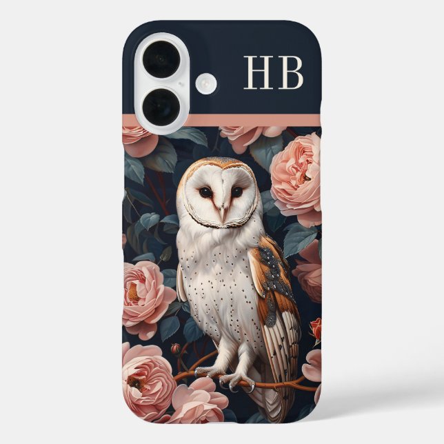 Schale und Rose Monogramm Personalisiert iPhone 16 Hülle (Rückseite)