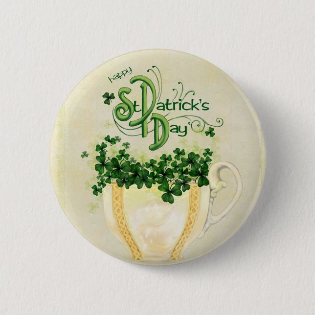 Schale von Beifall-St Patrick Knopf Button (Vorderseite)