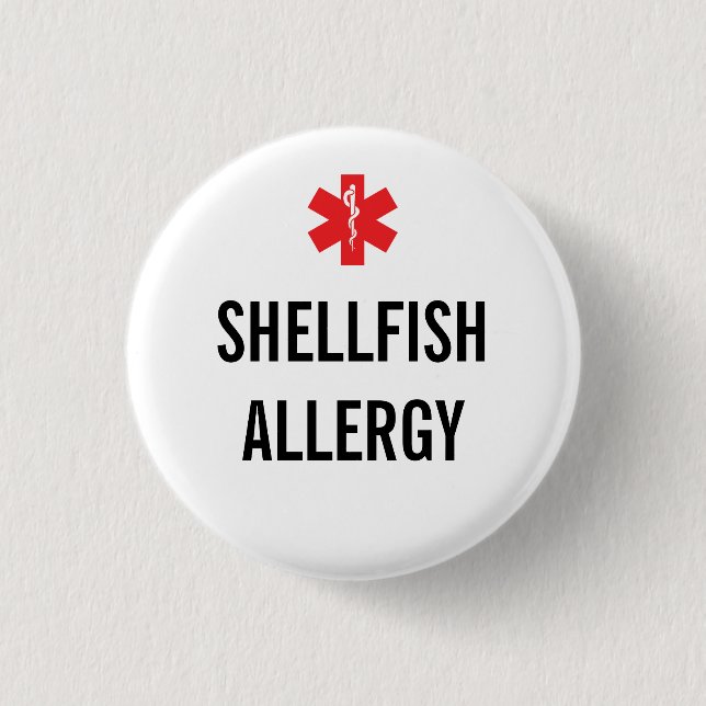 Schalentier-Allergie-Alarm-Knopf Button (Vorderseite)