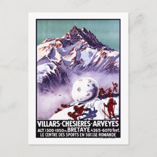 Schalkhafte Gnome beim Bau eines riesigen Schneeba Postkarte