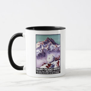Schalkhafte Gnome beim Bau eines riesigen Schneeba Tasse