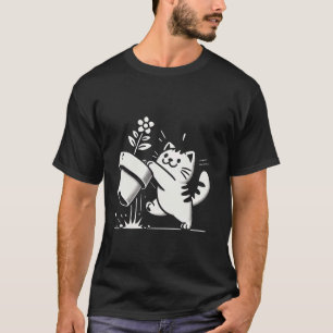 Schalkhafte Katze wirft Topf um Lustiges Halloween T-Shirt