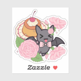 Schalkhafter Fledermaus und kawaii Karamell-Flan Aufkleber