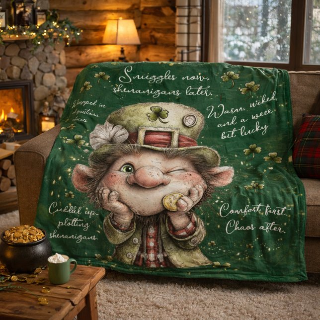 Schalkhafter Leprechaun Fleecedecke (Von Creator hochgeladen)