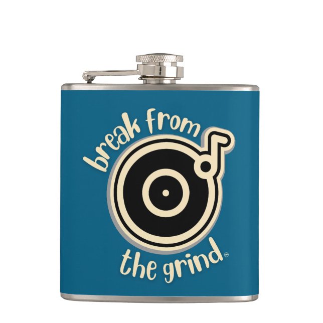 Schallplatten-Flasche Flachmann (Vorderseite)