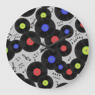 Schallplatten: Notenmuster Große Wanduhr