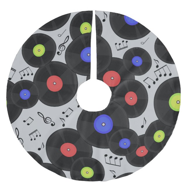 Schallplatten: Notenmuster Polyester Weihnachtsbaumdecke (Vorderseite)