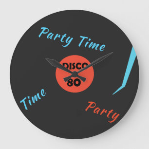 Schallplattenuhr - Disco-Party-Zeit Große Wanduhr