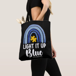 Schalte Es Blau Regenbogen-Autismus-Bewusstseins-F Tasche