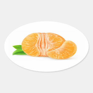 Schälte Mandarine Ovaler Aufkleber