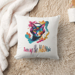 Schalten Sie das meowsic - beste Katzenmusik farbe Kissen