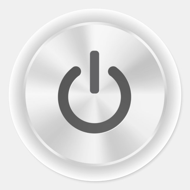 Schalten Sie den grauen Funny Button ein Runder Aufkleber (Vorderseite)