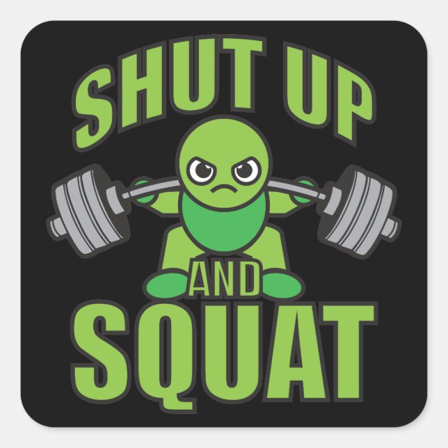 Schalten Sie den Kawaii Anime Powerlifter-Cartoon  Quadratischer Aufkleber (Vorderseite)