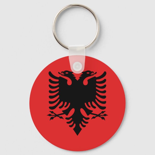 Schaltfläche "Albanische Flagge" Schlüsselanhänger (Vorderseite)