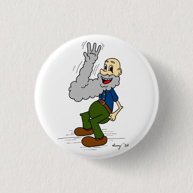 Schaltfläche "Alter Mann Waving Beard" Button (Vorderseite)