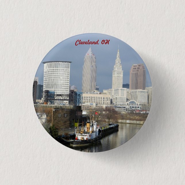 Schaltfläche "Ansicht des Flusses Ohio" in Clevela Button (Vorderseite)