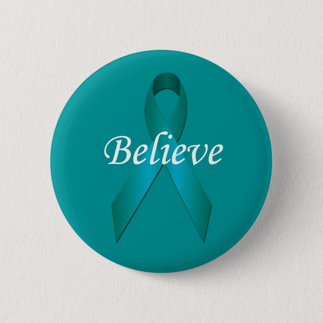 Schaltfläche "aquamarin Awareness Ribbon Glaube" Button (Vorderseite)