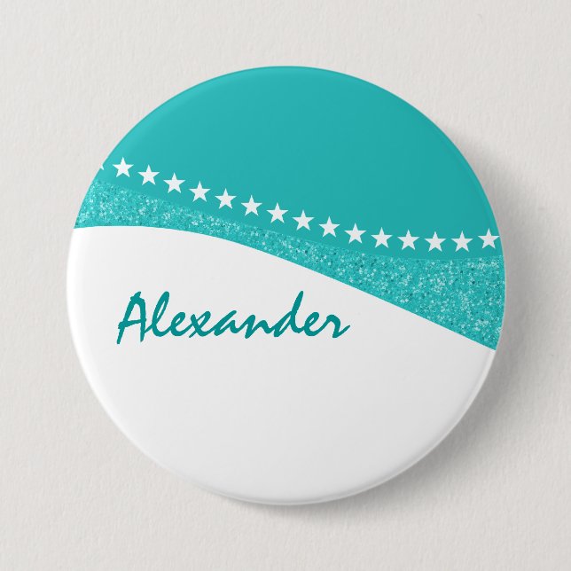 Schaltfläche "aquamarine Sternenkurven" Button (Vorderseite)