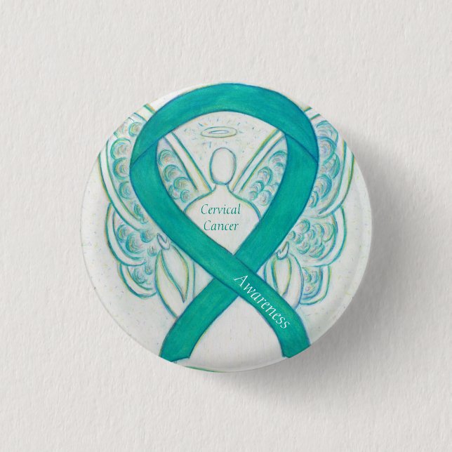 Schaltfläche "Aquamarines Bewusstsein für Gebärmut Button (Vorderseite)