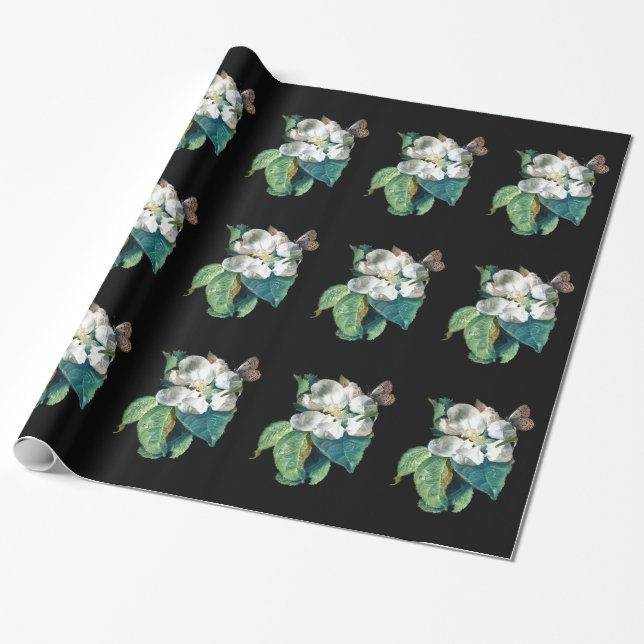SCHALTFLÄCHE AUF DER WEISSEN BLUME, BLUMENFELD GESCHENKPAPIER (Ungerollt)