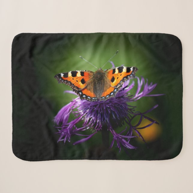 SCHALTFLÄCHE AUF LILA BLUME SHERPADECKE (Vorderseite (Horizontal))
