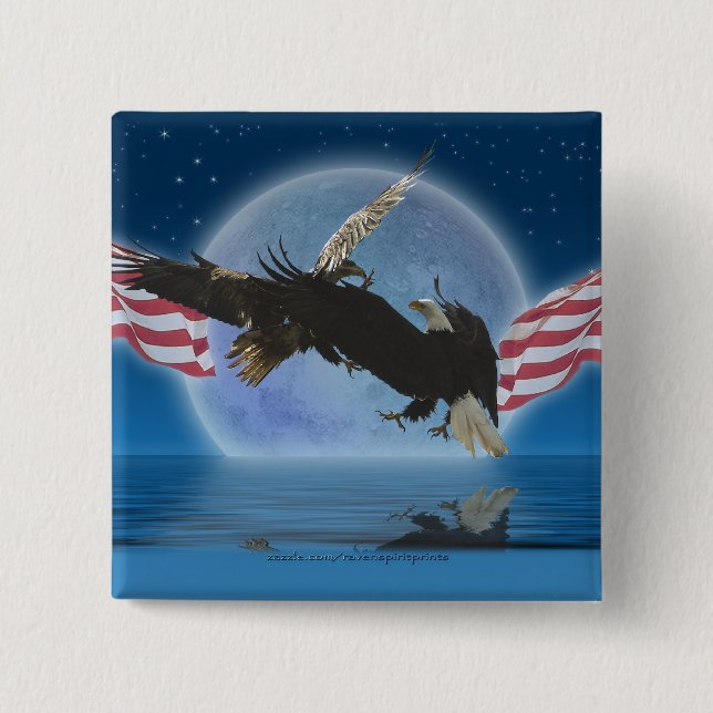 Schaltfläche BALD EAGLE & US FLAG Patriot Series Button (Vorderseite)