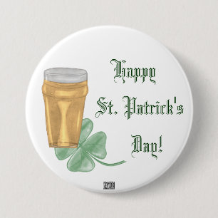 Schaltfläche Bier & Kleeblatt (St. Patricks Day) Button