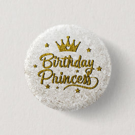 Schaltfläche "Birthday Princess" für Gold-Glitzer Button