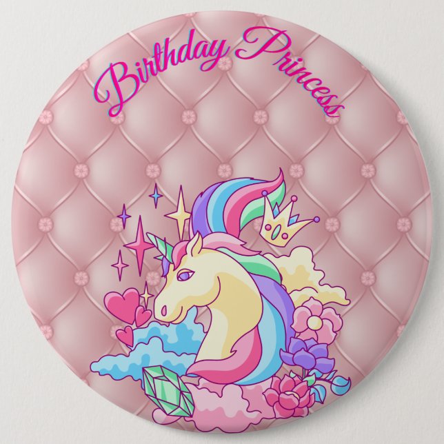 Schaltfläche Birthday Princess Unicorn Button (Vorderseite)