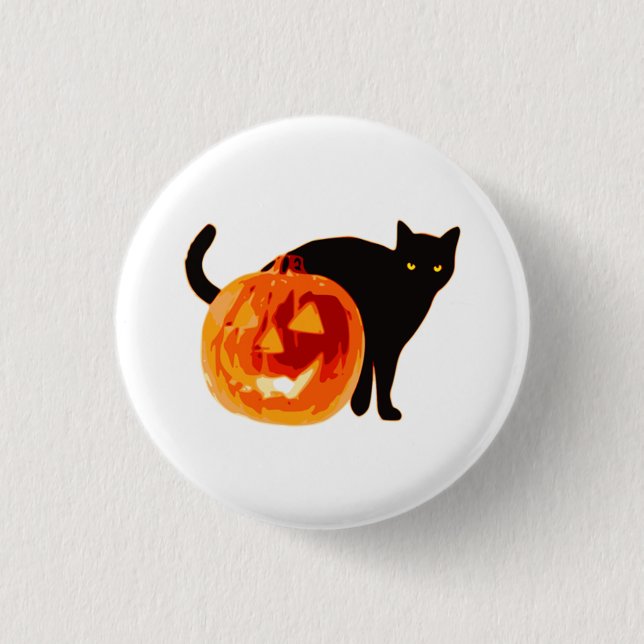 Schaltfläche "Black Cat & Jack O' Lantern Hallowee Button (Vorderseite)