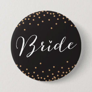 Schaltfläche "Black & Gold Confetti Dot Bride" Button